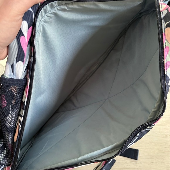 Vera Bradley Floral Paisley Canvas Backpack Pink Navy Grey Multi-Compartment main image 5